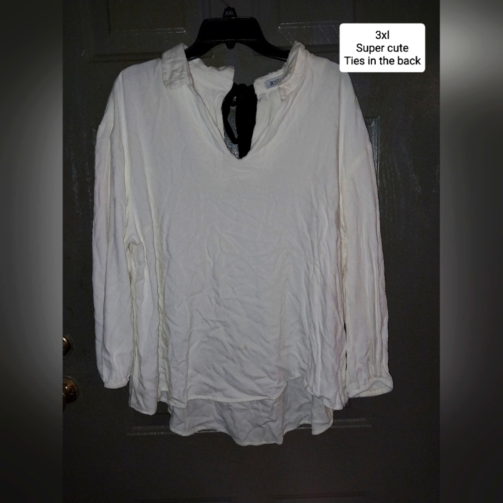 White tie in back blouse
